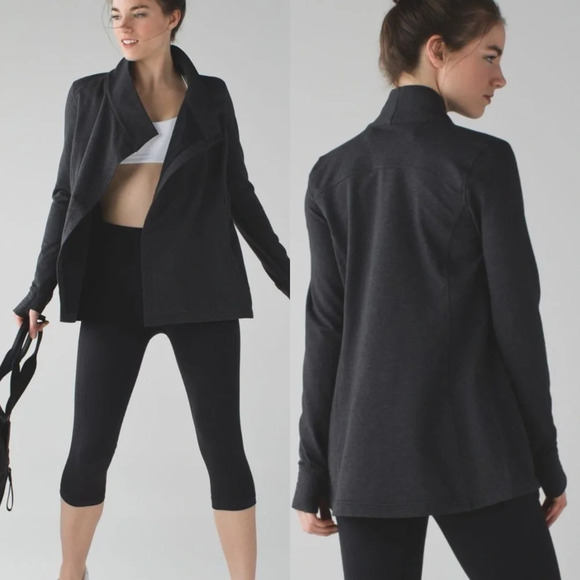 Lululemon Coast Wrap II Jacket Heathered Black Sz 6 - Picture 1 of 8